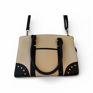 Aldo Black and Cream Satchel Handbag with Shoulder Strap